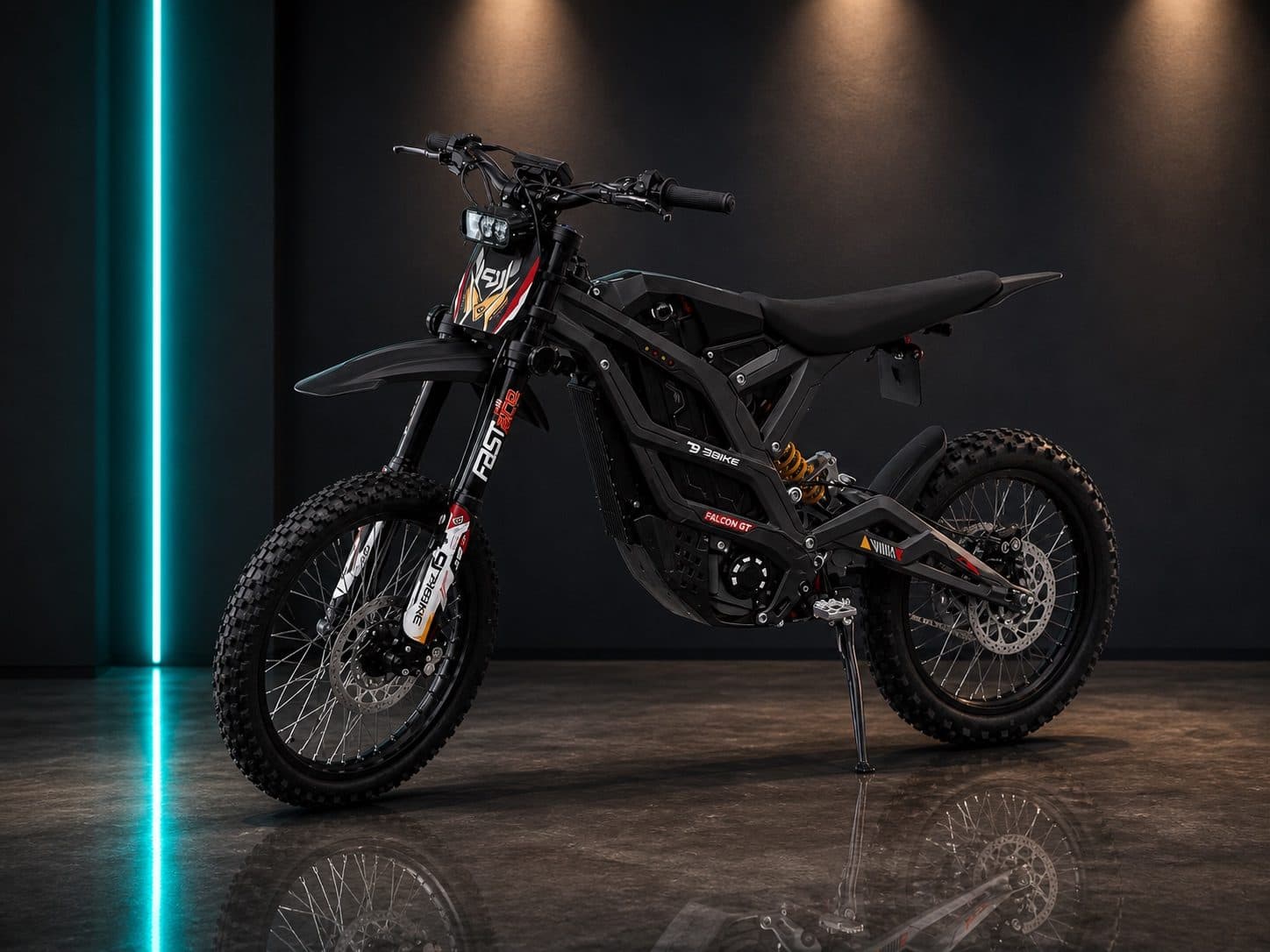 Чёрный электромотоцикл 79bike Falcon GT в студии
