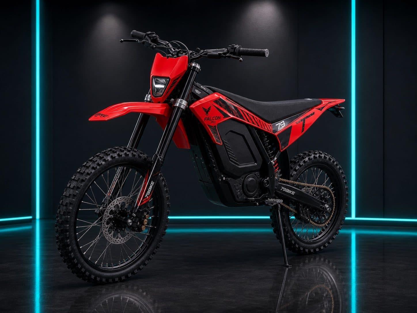 Красный электромотоцикл 79bike Falcon Pro в студии